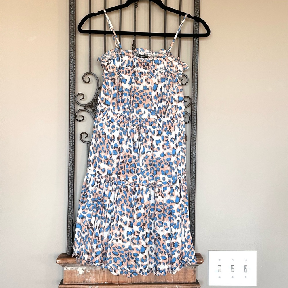 White and Blue Sleeveless Sundress with Spaghetti Straps